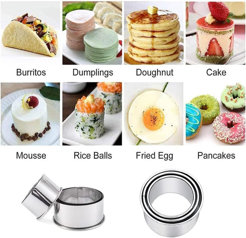 Biscuit Cutters, 3 Pcs Round Cookie Cutters, Stainless Steel Dumpling Cutters, Cake Pastry Molds for Baking