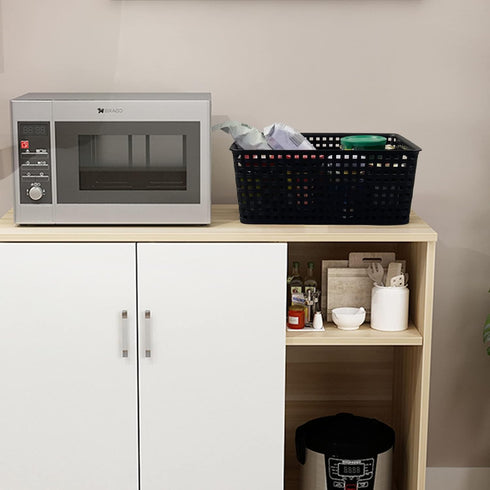 Asking 4-Pack Plastic Weave Storage Basket, Black Plastic Organizing Baskets