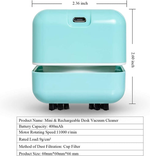 White Elephant Gifts, Mini Desk Vacuum Cleaner, Rechargeable Desktop Vacuum Sweeper with USB Brush as Present to Suck