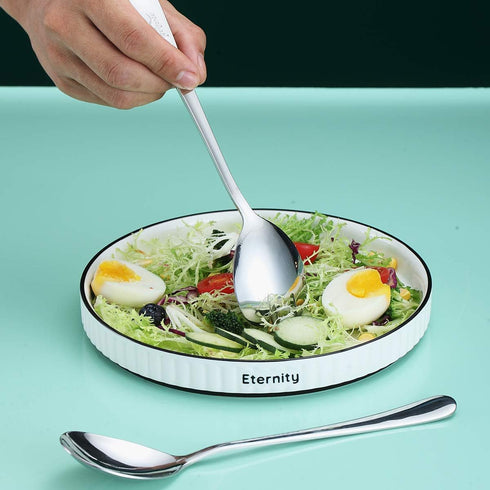 Berglander Stainless Steel Salad Server Set, Pack of 2, Shiny Silver Salad Spoon and Fork