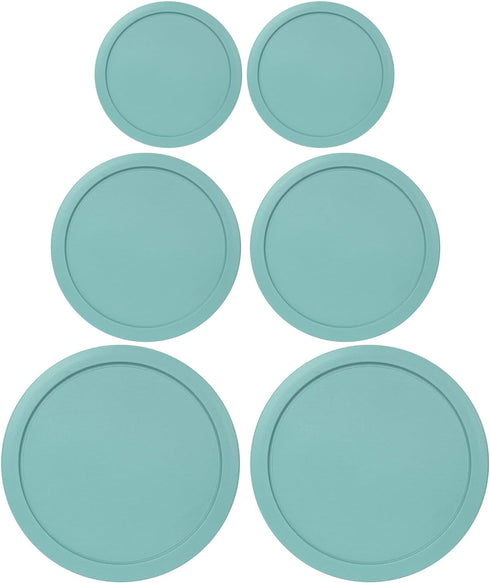 Replacement Lids for Pyrex Containers (2) 2-Cup, (2) 4-Cup, (2) 7-Cup (Turquoise)