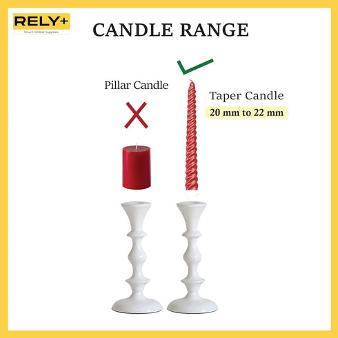 Rely+ White Candle Holders Set of 2 Decorative Centerpiece Table Holders for Taper Candles Home Decor Wedding