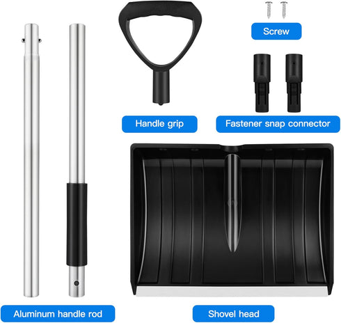 Yardwe Portable Snow Shovel 55.9 Inch Detachable Antislip Tool for Car Trunk Garden Camping Ice Removal