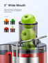 QCen Juicer Machine 500W Centrifugal Extractor, 3” Wide Mouth Feed Chute, Easy to Clean, Stainless Steel, Red