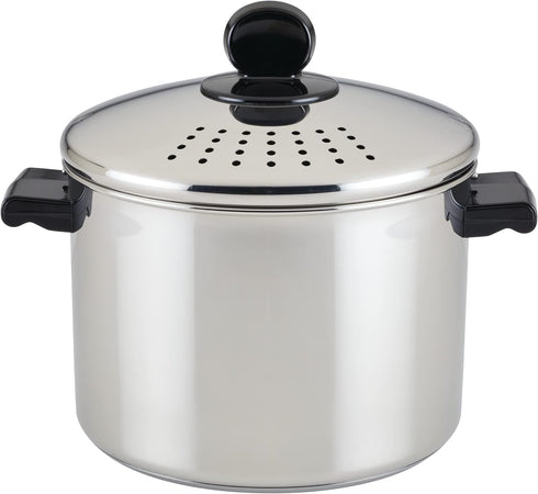 Farberware Classic Series 8-Quart Stainless Steel Covered Straining Stockpot with Lid, Silver