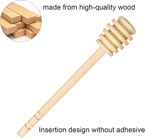 50 (6 inch) Pcs Wooden Honey Dipper Stick Collecting Dispensing Drizzling Jam Portable Wedding Party