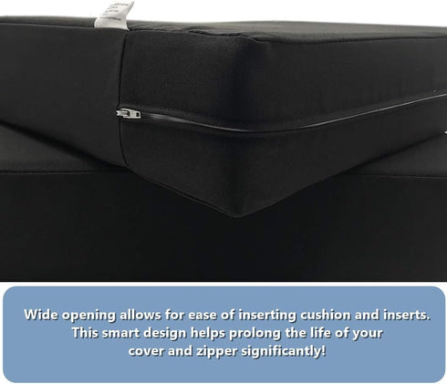 CozyLounge 24"x24"x4" (2 Indoor Outdoor Water Repellent High UV Resistant Patio Chair Cushion Cover (Just Black
