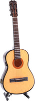 Dselvgvu (7.87"x2.87"x0.94") Wooden Miniature Guitar with Stand and Case Mini Musical Instrument Guitar Replica
