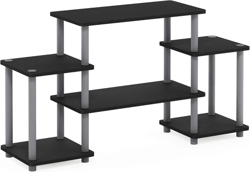Furinno Tool-Free TV Stand for Entertainment, Black/Grey