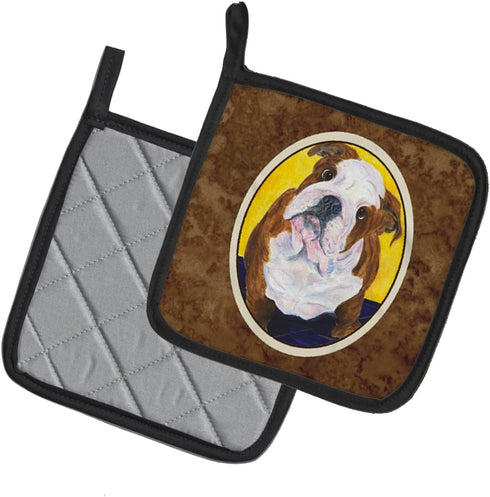 Caroline's Treasures SS8415PTHD English Bulldog Pot Holders Set, Heat Resistant Kitchen Oven Hot Pads, 7.5 x 7.5