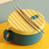 Microwave Ramen Bowl Cooker with Handles, Noodle Bowls with Lid and Chopsticks, Dishwasher Safe, Yellow & Green