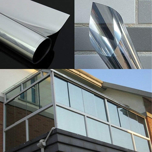 WPCTEV One Way Window Film, Daytime Privacy Mirror Glass Screen Stickers, Self-Adhesive Sun Blocking Heat Control -