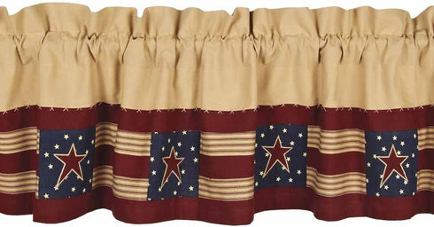 Home Collection by Raghu 72" x 15.5" Stars and Stripes Valance Multi Color Nutmeg Indigo & Barn Red