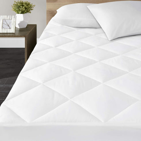 300TC 18 Inch, Madison Park Twin Mattress Protector Pad Waterproof Bed Cover, Breathable Sateen Cotton, Diamond Quilted