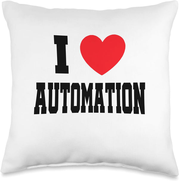 My Heart I Love Automation Throw Pillow, Multicolor, 16x16