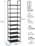 UrMsun 10-Tier Closet Shoe Rack,Space Saving Shoe Storage Tall Shoe Rack Organiser Shelf Non-Woven Fabric Shoe Tower