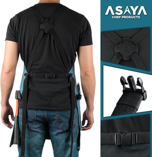 Asaya Chef Apron for Men and Women with Hand Towel and Bottle Opener, 10oz Canvas