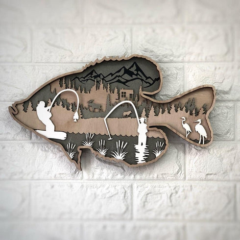 OYSTERBOY Wall Room Indoor Outdoor Decor Art 3D Multi-Layered Wood Art - Wildlife Nature Mountain Landscape for Gifts