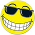 Happy Face with Sunglasses Vinyl Window Stickers, Yellow 6" (12 per Pack)
