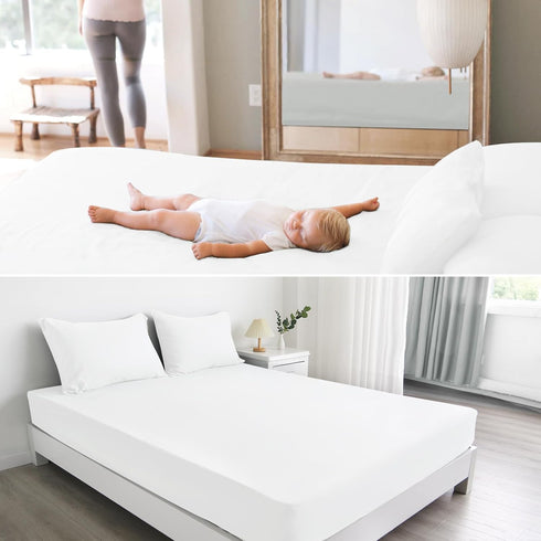 Magik & Kover 2 Pack 14" Full Size Mattress Protector Waterproof Cover, Waterproof Bed Full Fitted Sheet Only, Machine