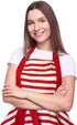 Cute Lovely Violet Mist Retro Aprons for Women, Girls, Vintage 50s Red Striped Kitchen Ruffle Apron, Christmas Gift