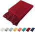 Homiest Decorative Knitted Throw Blanket with Fringe, Lightweight Blanket Acrylic Knit Blanket, Soft