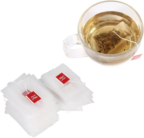 100Pcs Tea Filter Bag, Nylon Empty Infuser Strainer Bags with Drawstring for Loose Leaf Tea, Coffee, Herbs