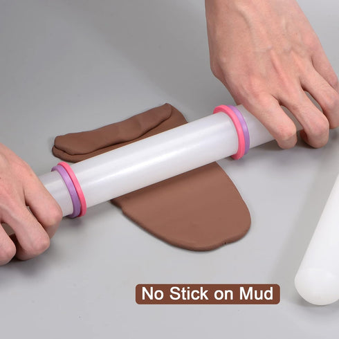 12 Inch 1.38 Inch HARFINGTON Fondant Rolling Pin x PP Plastic Non-Stick Fondant Roller Dough Roller Kitchen Decorating