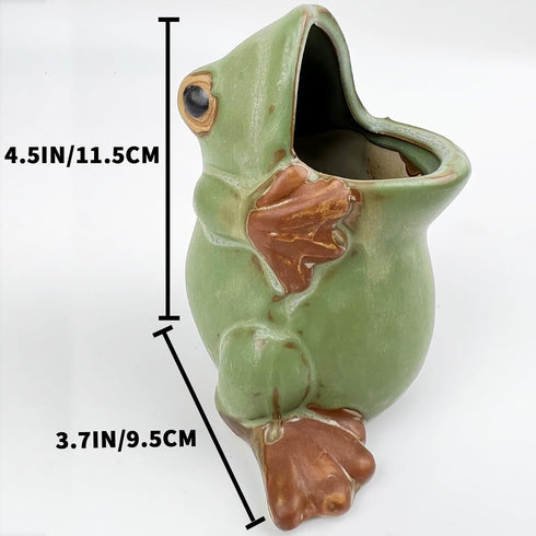 FlidRunest Kids Frogs Toothbrush Holder for Bathroom - Ceramic Animal Tooth Brush Holder Cup - Easy to Clean Toothbrush