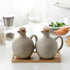 Set 2 15 Oz Elsjoy of Ceramic Oil Vinegar Dispenser with Cork and Tray, Tabletop Oil Bottles Soy Sauce Jar, Decorative