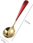 Metal Soup Spoons, Stainless Steel Colorful Dinner Spoons, Thick Short Handle Table Spoon 6.3-Inch, Set of 5 (Gold)