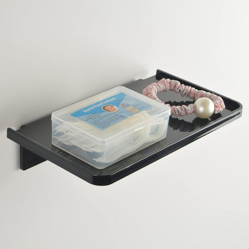 Acrylic Floating Wall Shelves - Small Stick-on Phone Shelf Holder for Bathroom, Kitchen, Bedroom, Office - White