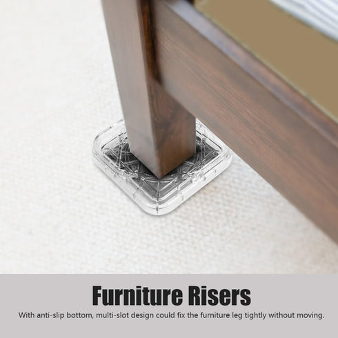Estink Furniture Bed Risers, 8Pcs/Set Non-Slip Stackable Furniture Leg Pad Protectors for Table Desk Bed Sofa Chairs