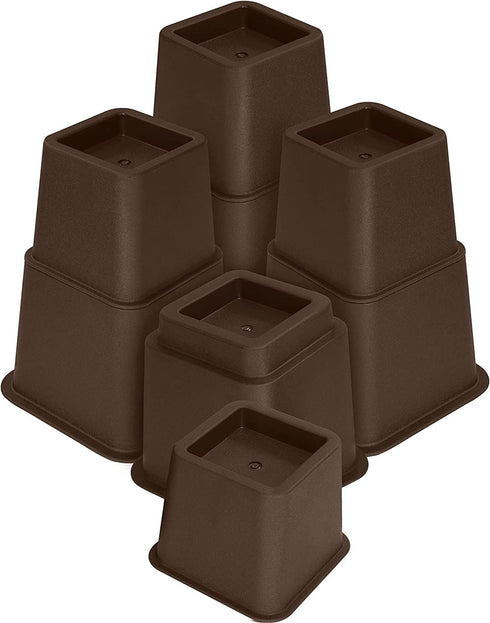 Utopia Bedding Adjustable Bed Furniture Risers - Elevation Heights 3, 5 or 8 Inch Heavy Duty Risers (Set of 8, Brown)