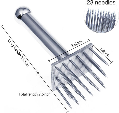 Professional Meat Tenderizer Tool with 28 Stainless Steel Blades for Beef, Pork, Chicken