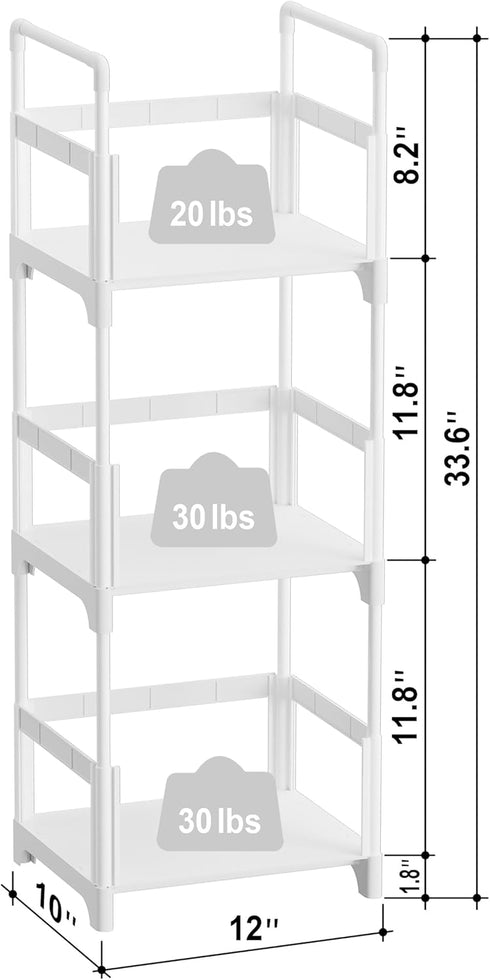 3 FIDUCIAL HOME Tiers Small Bookshelf Book Shelf White Kids Bookcase Mini Short Book Rack Storage Organizer Easy