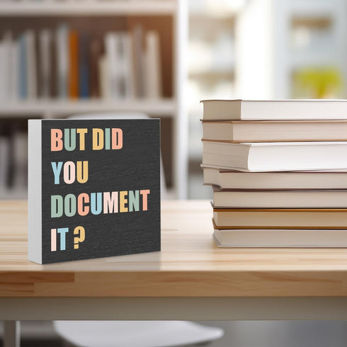 Funny Office Supplies Rustic Country Desk Decor, White Wooden Box Sign, Humor Coworker Gift, Office Organizer