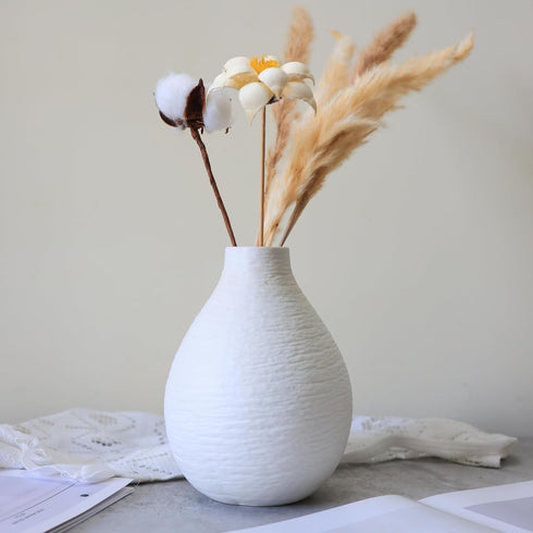 Snow Inspired Flower Vase, Ceramic Vases, White Vases, Minimalist Design for Elegant