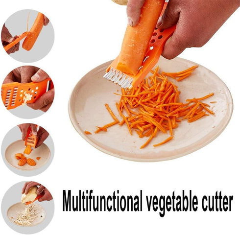 Saim 7 in 1 Multifunction Vegetable Peeler & Metal Scraper, Orange, 2 Pcs, Fruit Grater Slicer Kitchen Tool