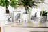Isaac Jacobs 6x8 Antique Gold Floating Picture Frame, Vintage Style Brass and Glass, Tabletop Display with Locket