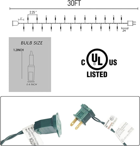 30FT 150 FUNPENY Christmas Lights, Incandescent Mini Clear String Lights, Warm White With Green Wire for Indoor Outdoor