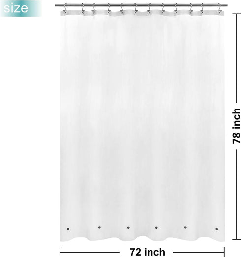 Mrs Awesome Long Shower Curtain Liner with 6 Magnets, 72 x 78 inch PEVA Heavy Duty Plastic Waterproof Shower Curtain