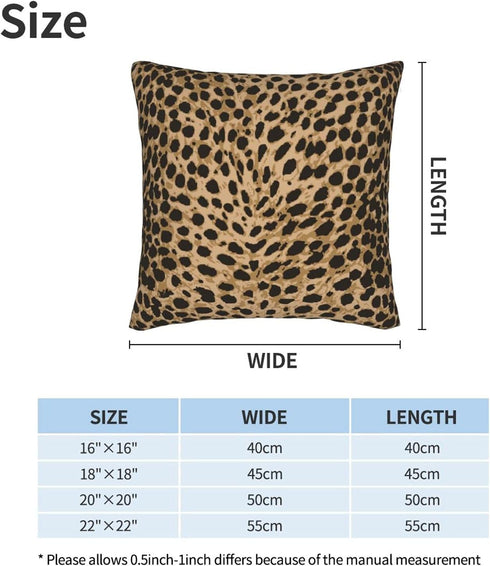 Leopard Skin Wild Animal Print Throw Pillow Cover Set of 2, Decorative Square Pillowcase for Bedroom, Living Room
