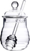 Lawei Glass Honey Jar with Dipper and Lid, 10 OZ Heat-Resistant Honey Pot, Clear Glass Container for Honey and Syrup