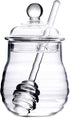 Lawei Glass Honey Jar with Dipper and Lid, 10 OZ Heat-Resistant Honey Pot, Clear Glass Container for Honey and Syrup