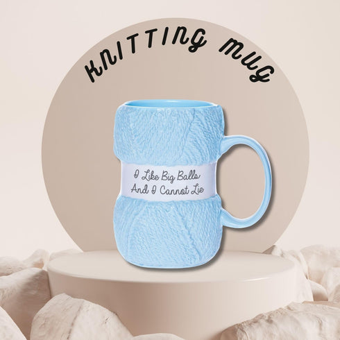 Boxer Gifts ‘I Like Big Balls And I Cannot Lie’ Yarn Mug, Realistic Wool Detailing, Fun Gift for Women