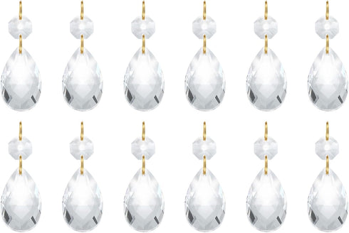 PATIKIL Clear Crystal Teardrop, 10 Pack 38mm Chandelier Prisms Parts Hanging Bead