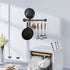 Pipe Pot Pan Rack Wall Mounted Kitchen Organizer with S Hooks, Industrial Cookware Hanger Bar Rail (24 inch, Black Gray)