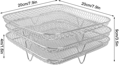 Air Fryer Rack, Three Stackable Dehydrator Racks for Instant Vortex, Nuwave, Stainless Steel Accessories for Ovens,