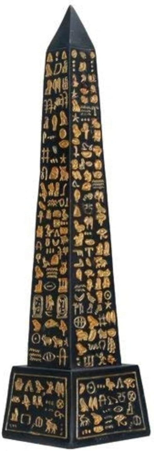 SUMMIT COLLECTION Black Egyptian Obelisk Collectible Figurine with Gold Hieroglyphs